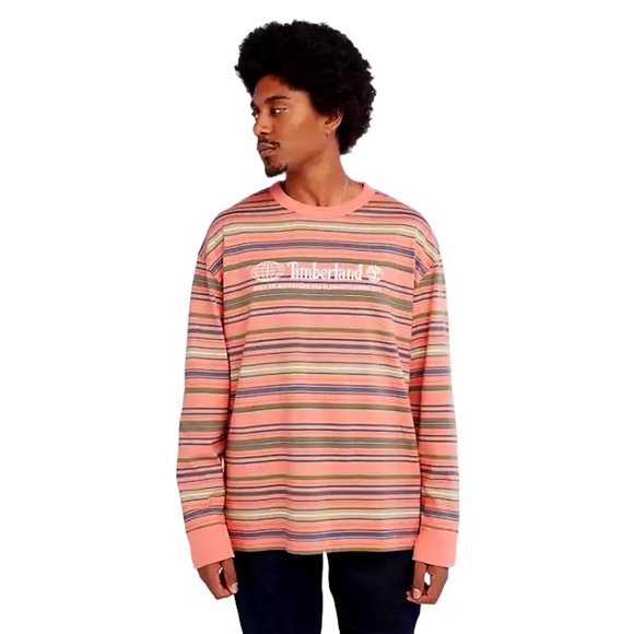 Timberland Men's Long-Sleeve Heavyweight Striped Crew Neck T-Shirt by Simons | M - Picture 1 of 6